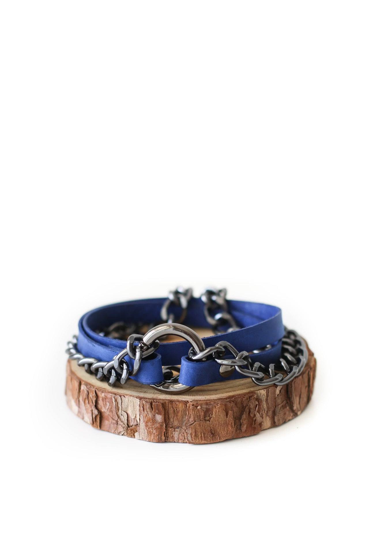 Small Ring Electric Leather Bracelet w/ Chain