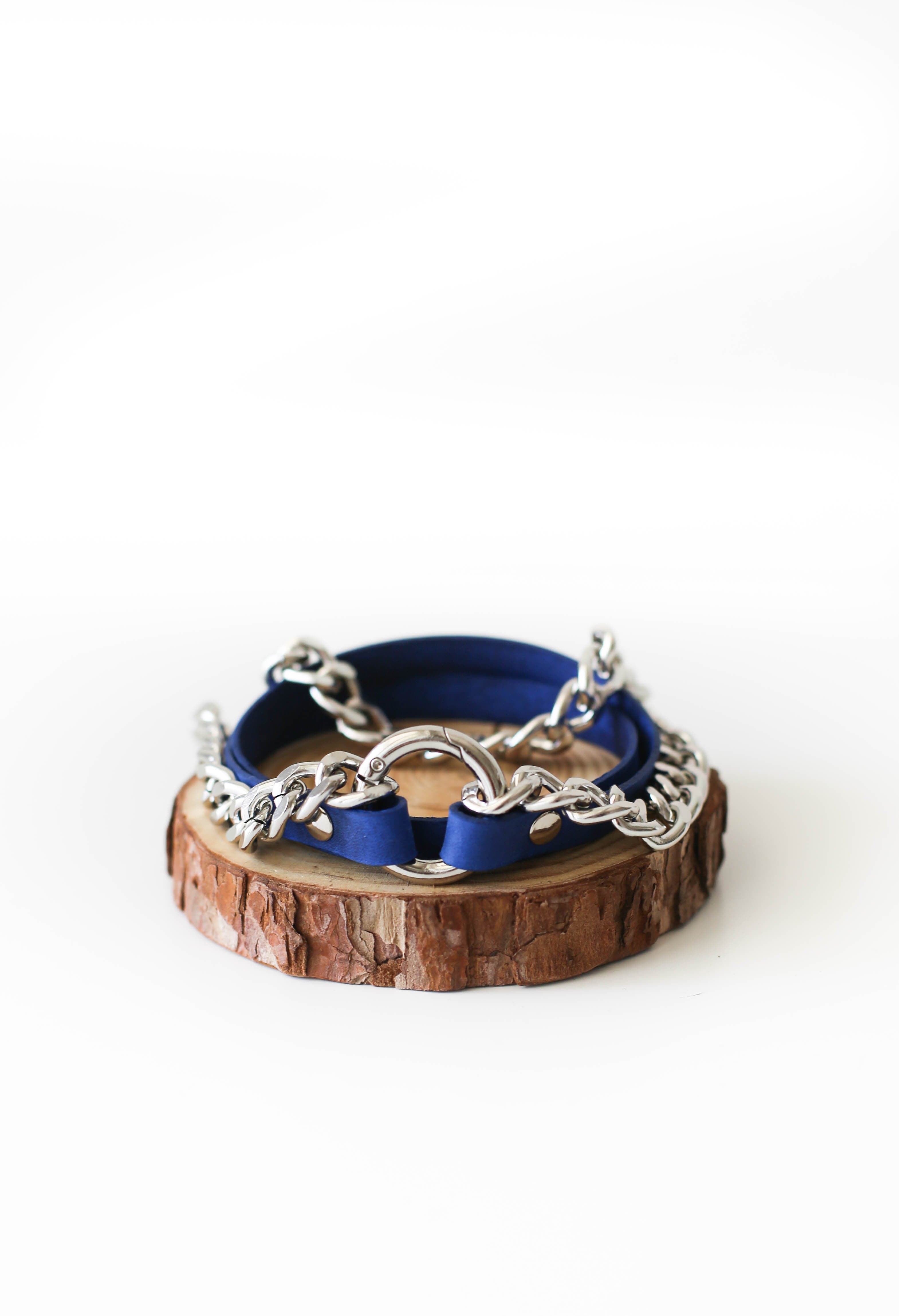 Small Ring Electric Leather Bracelet w/ Chain