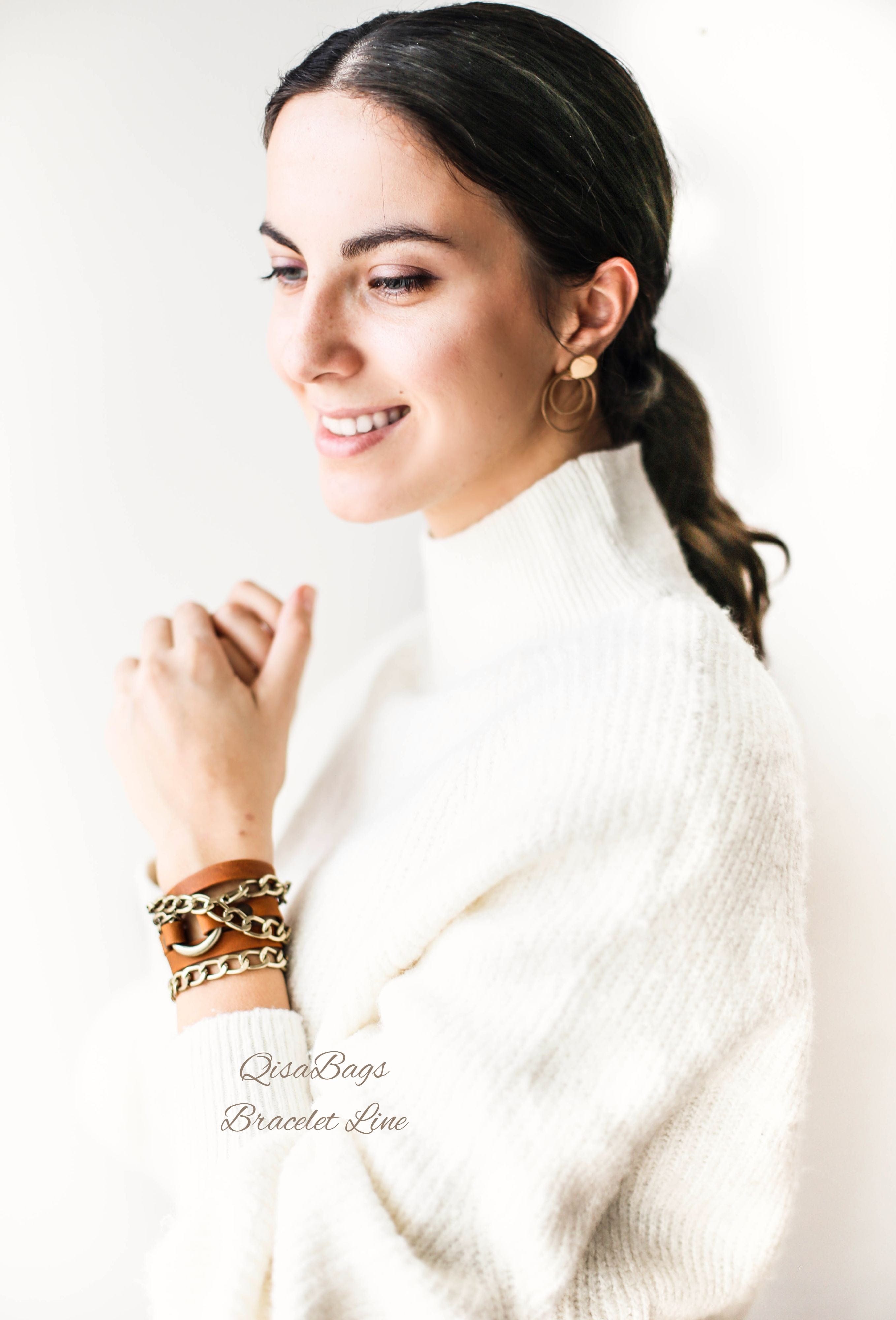 Triple wrap leather bracelet