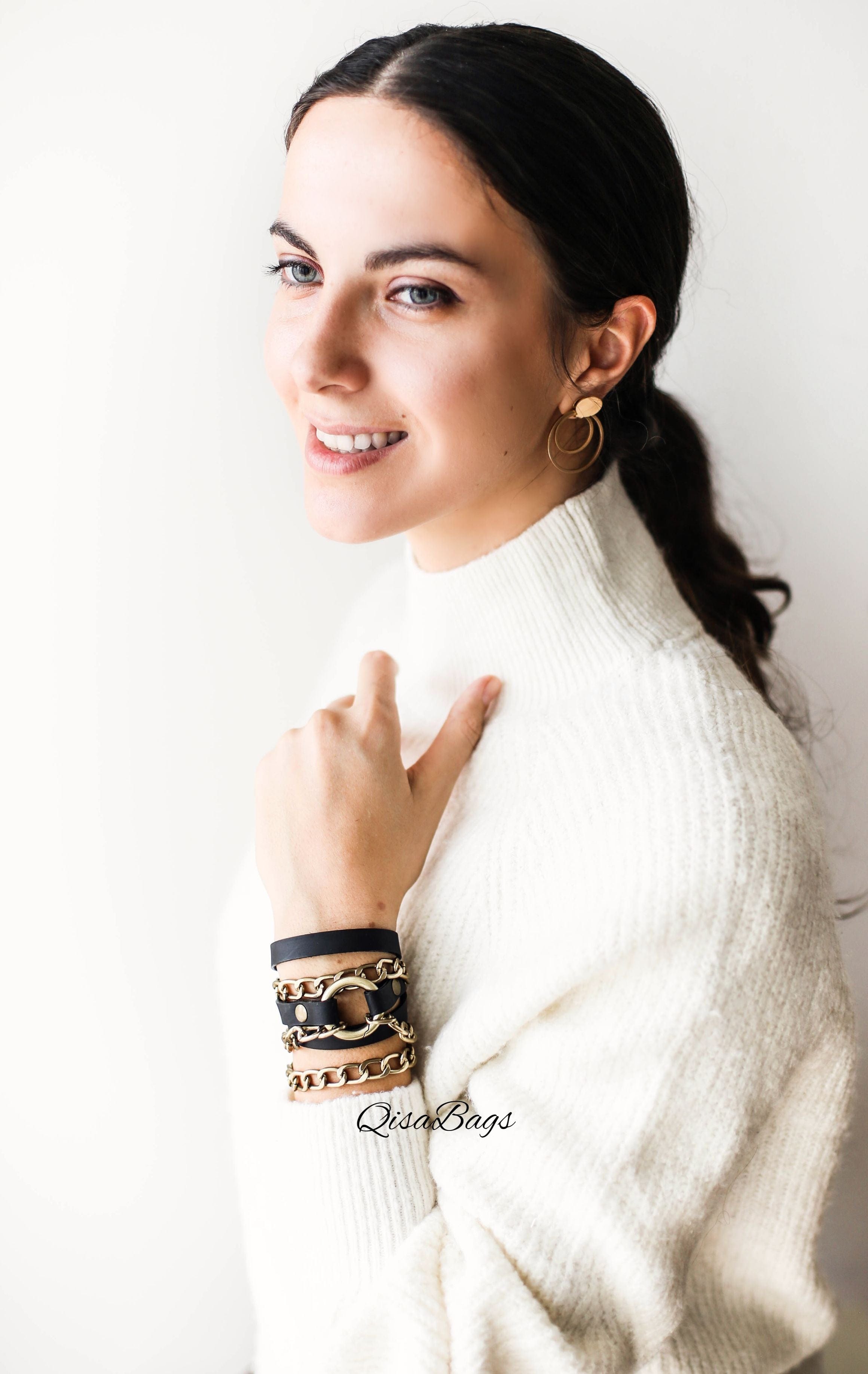 Black Leather Wrap Bracelets