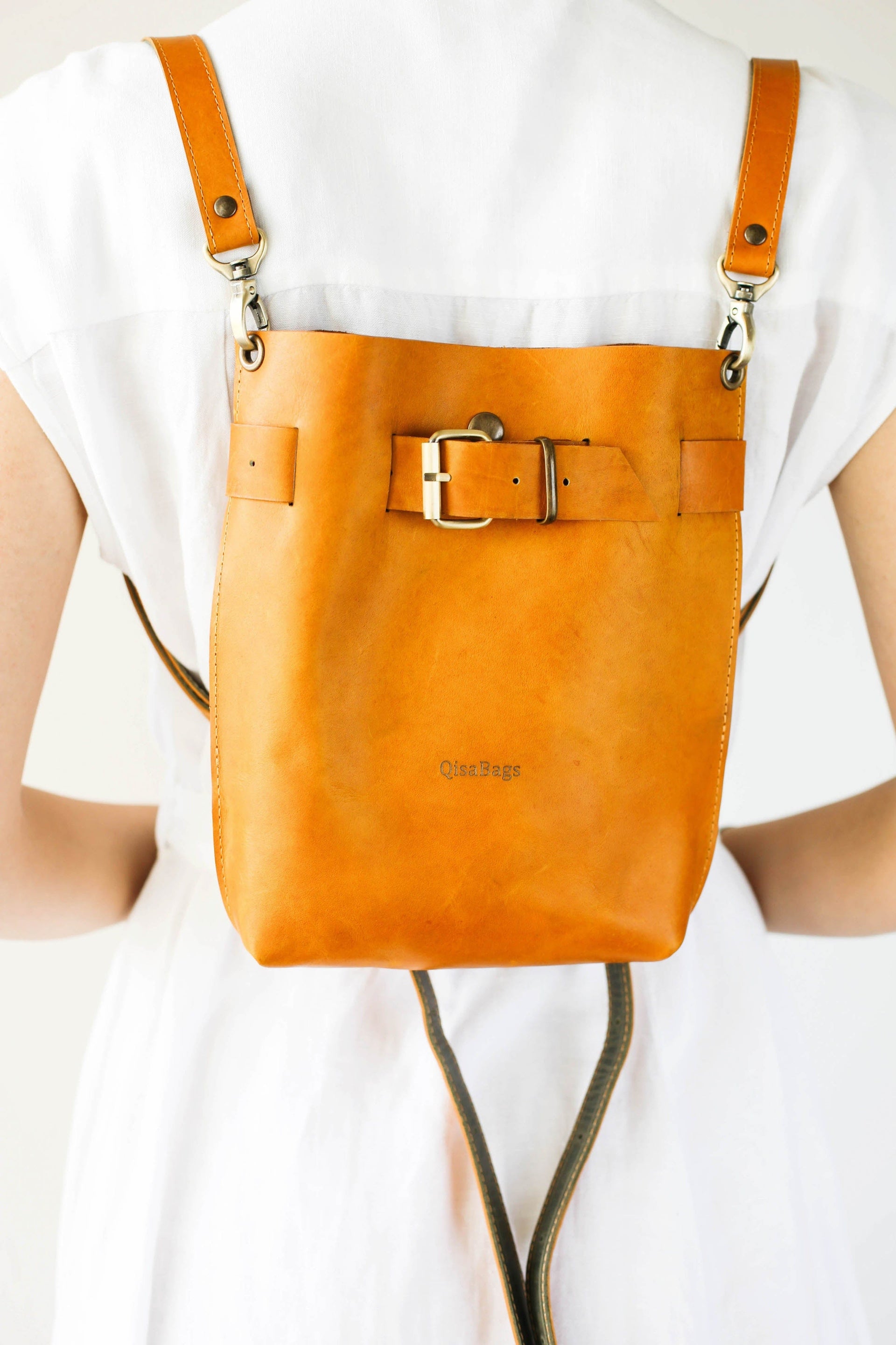 Yellow Leather Backpack