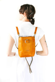 Yellow Leather Backpack Purse