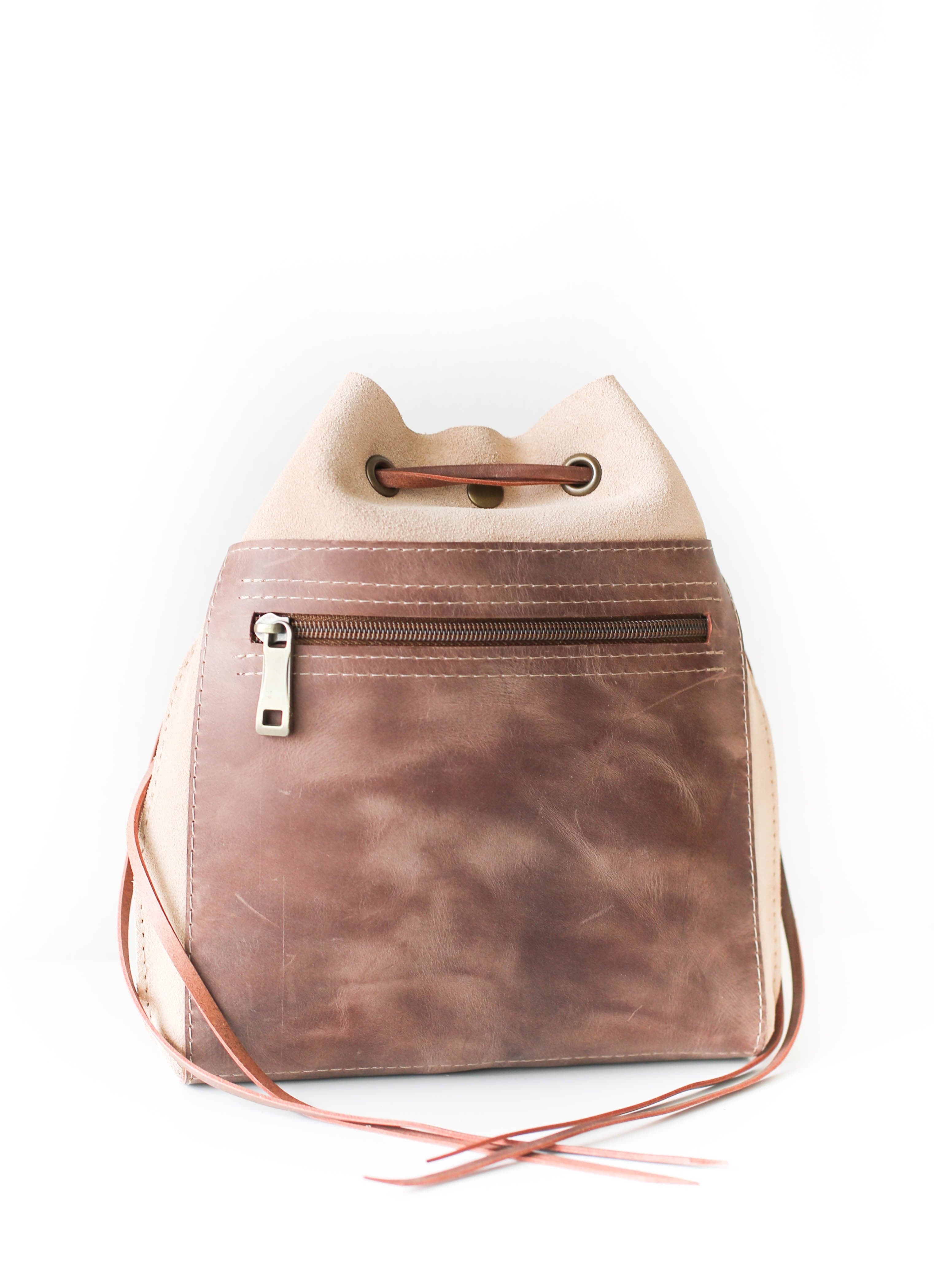 Tan suede hot sale bucket bag