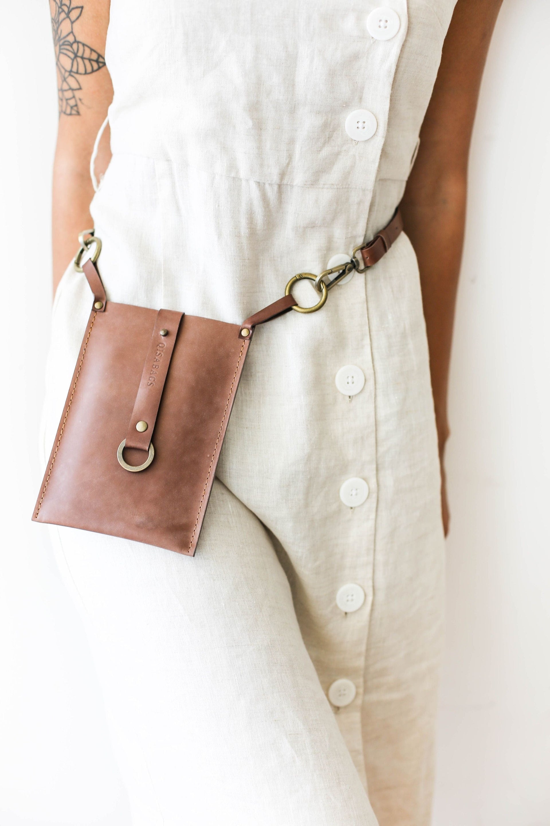 Designer leather bag for phone