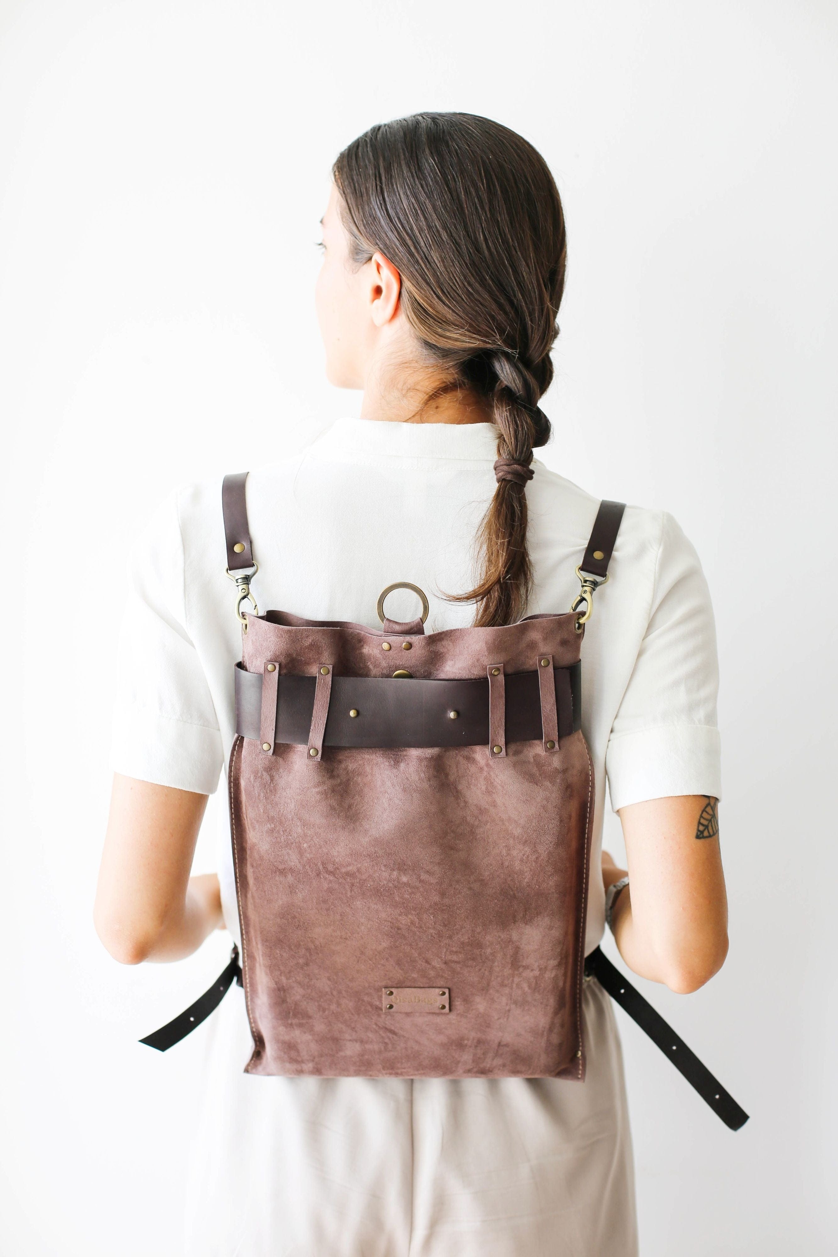 Dark Brown Leather Backpack