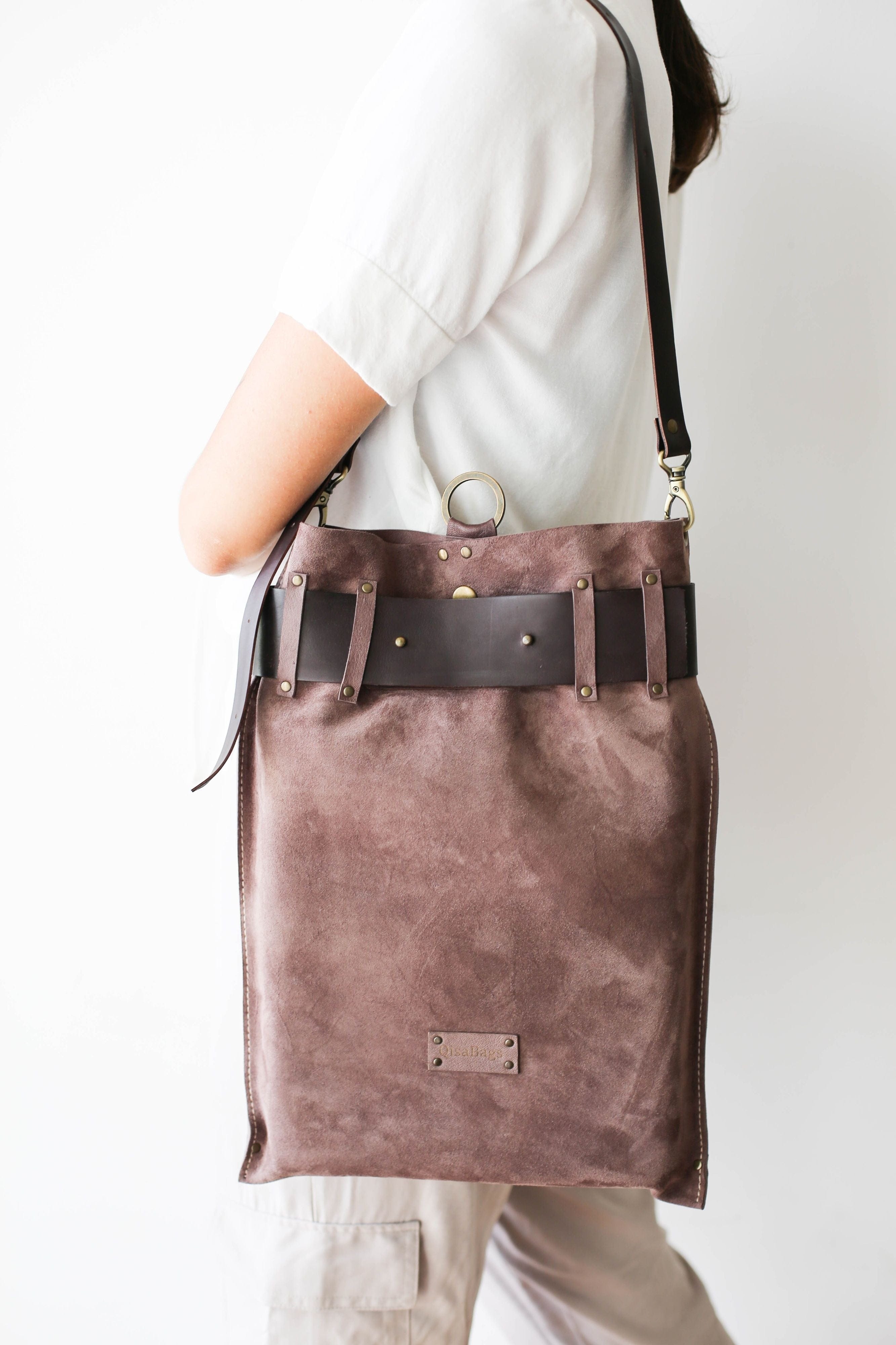 Dark Brown Suede Bag