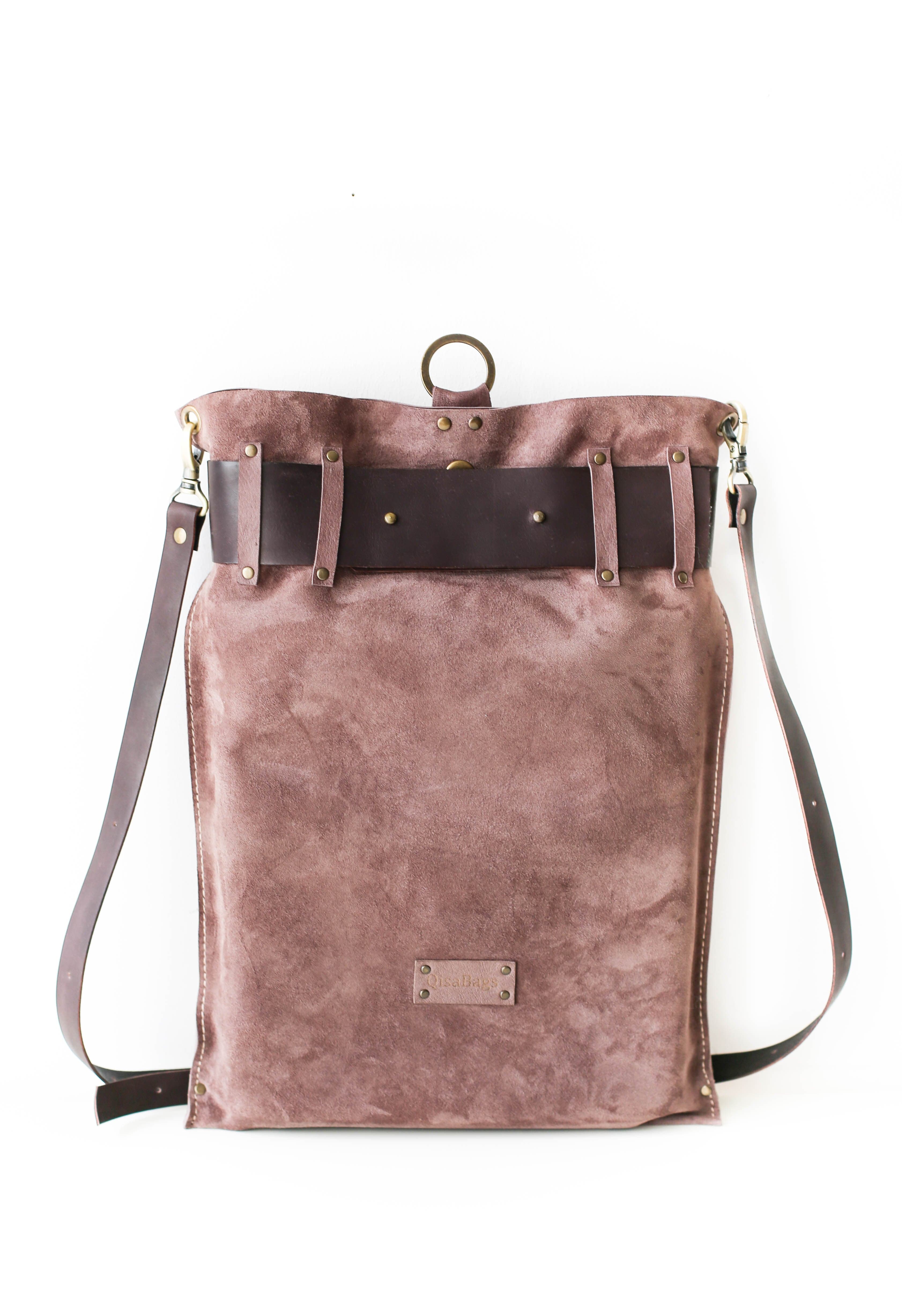 taupe leather backpack