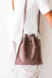 brown suede purse