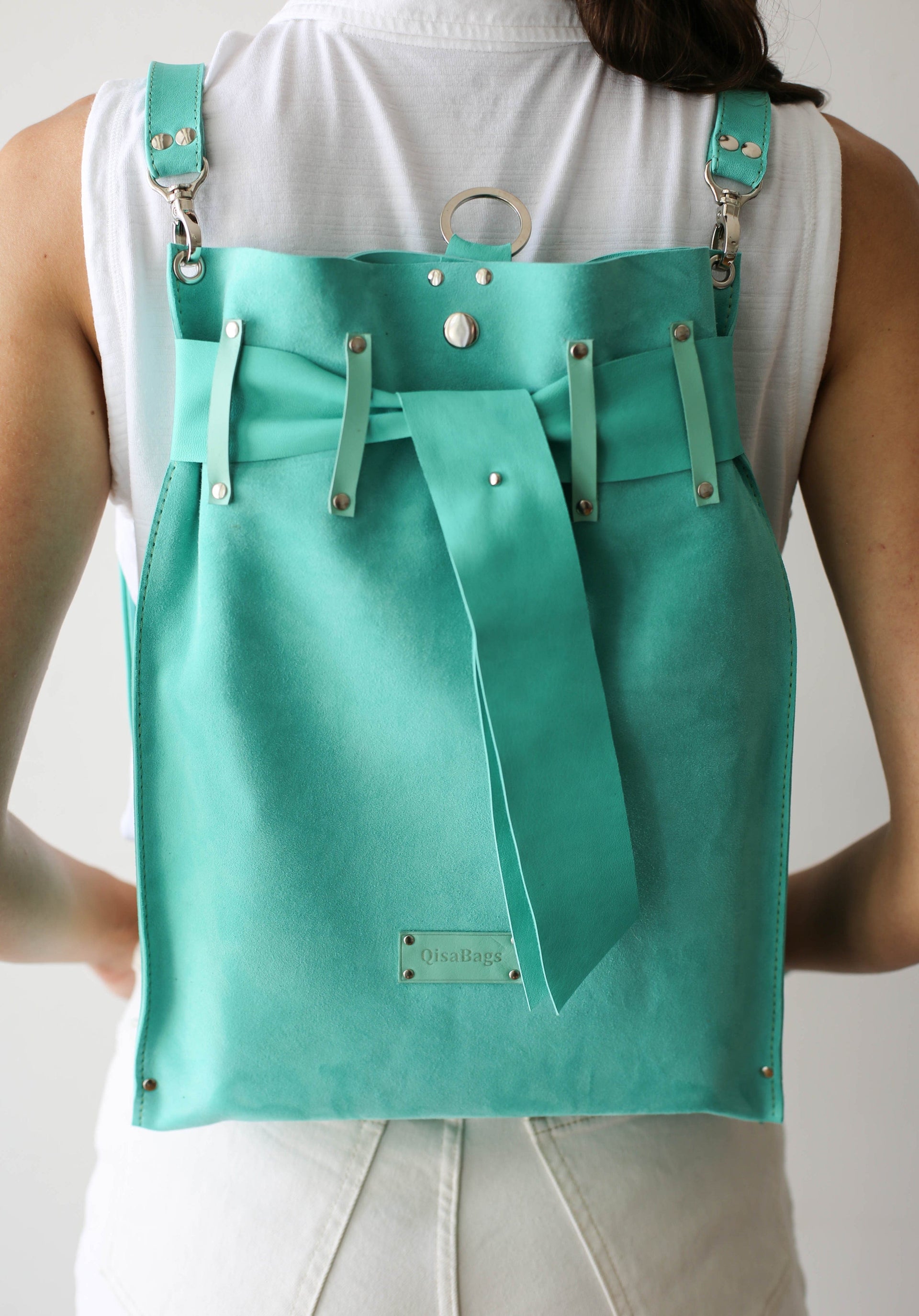 Designer leather backpack for women