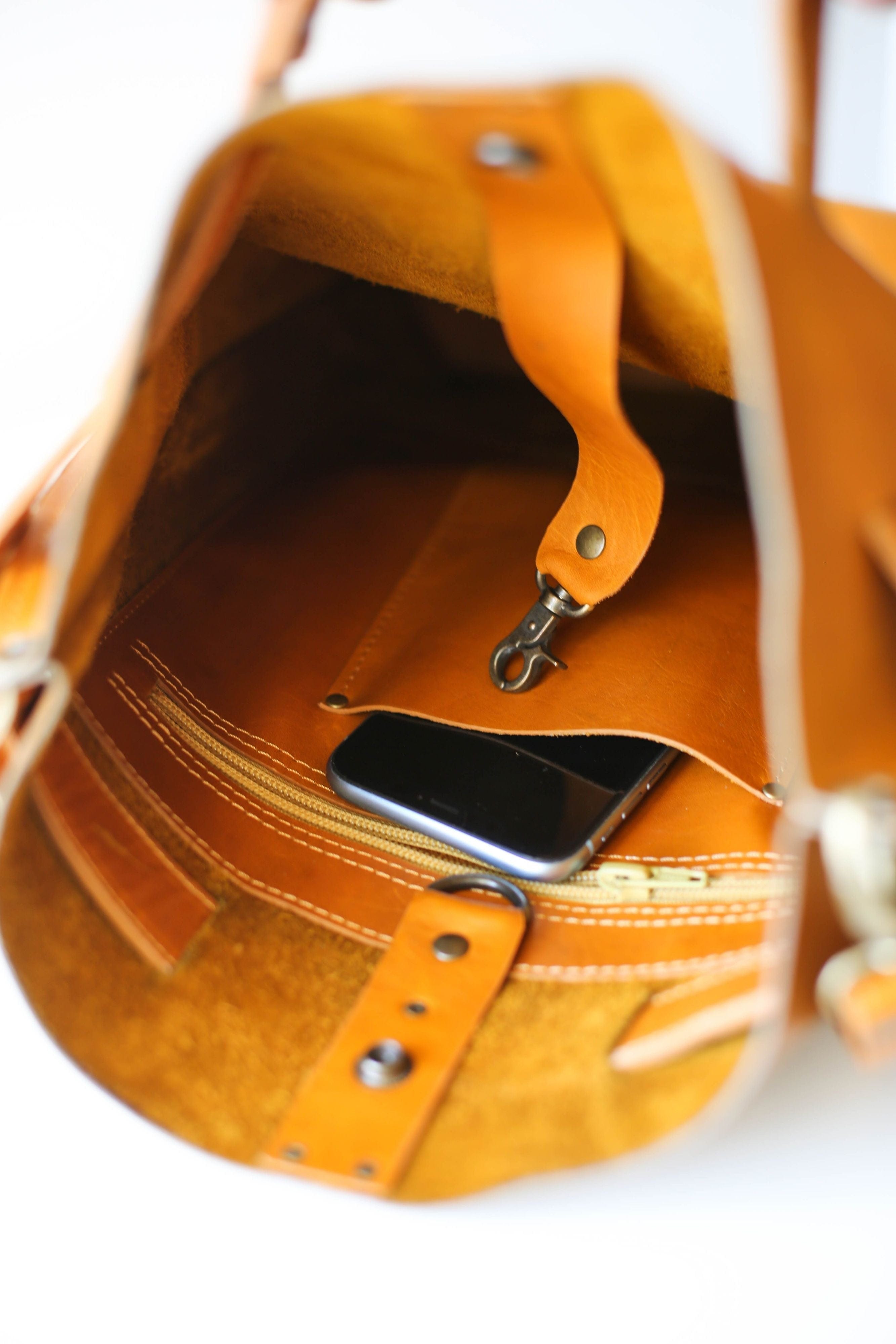 Yellow Large Leather Backpack Purse