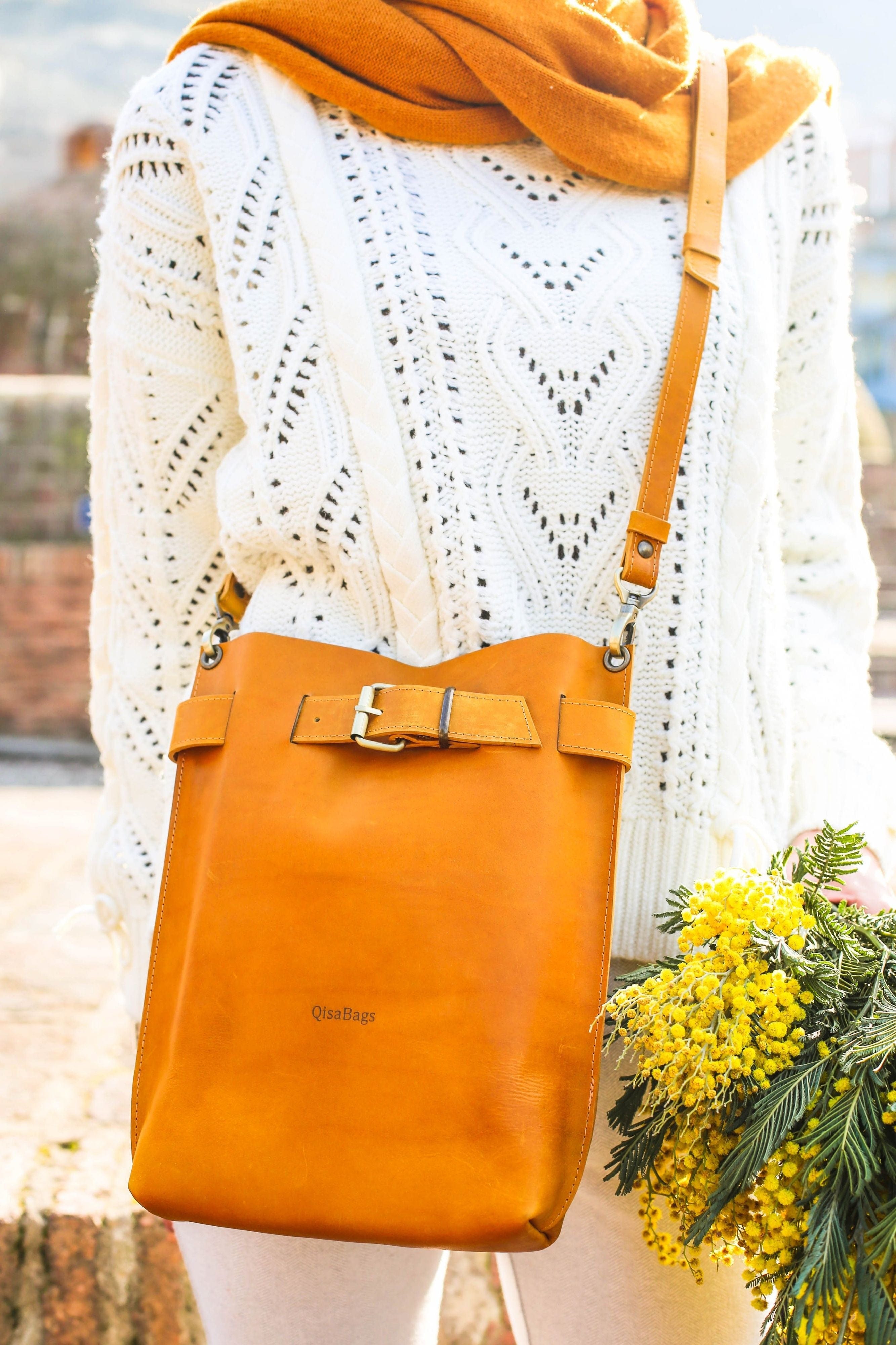 yellow leather crossbody bag