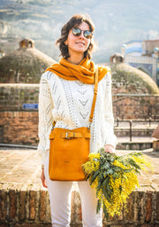 yellow leather purse 