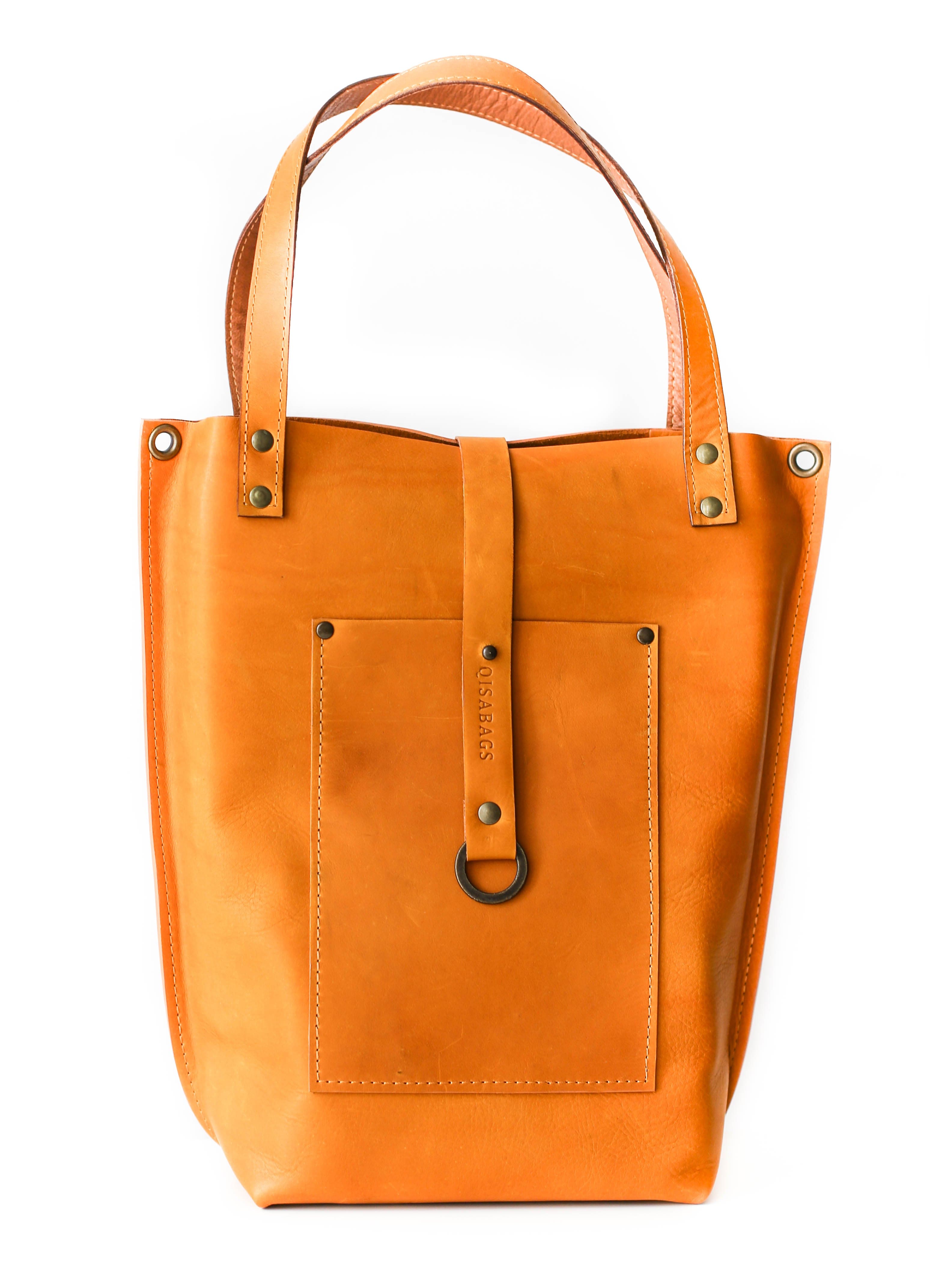 yellow leather tote